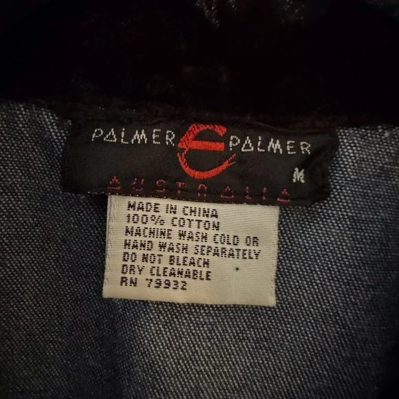 Palmer E Palmer Australia VTG Medium Western Velvet Embellished Denim Jacket - Picture 7 of 7